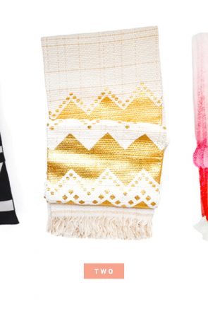 Cream and gold chevron woven dog blanket with fringe, a stylish home accessory for trendy dog mums.