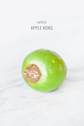 This DIY Kong dog toy is completely edible, delicious & healthy - your dog is going to love more than ever. Click through for the free edible apple Kong tutorial.