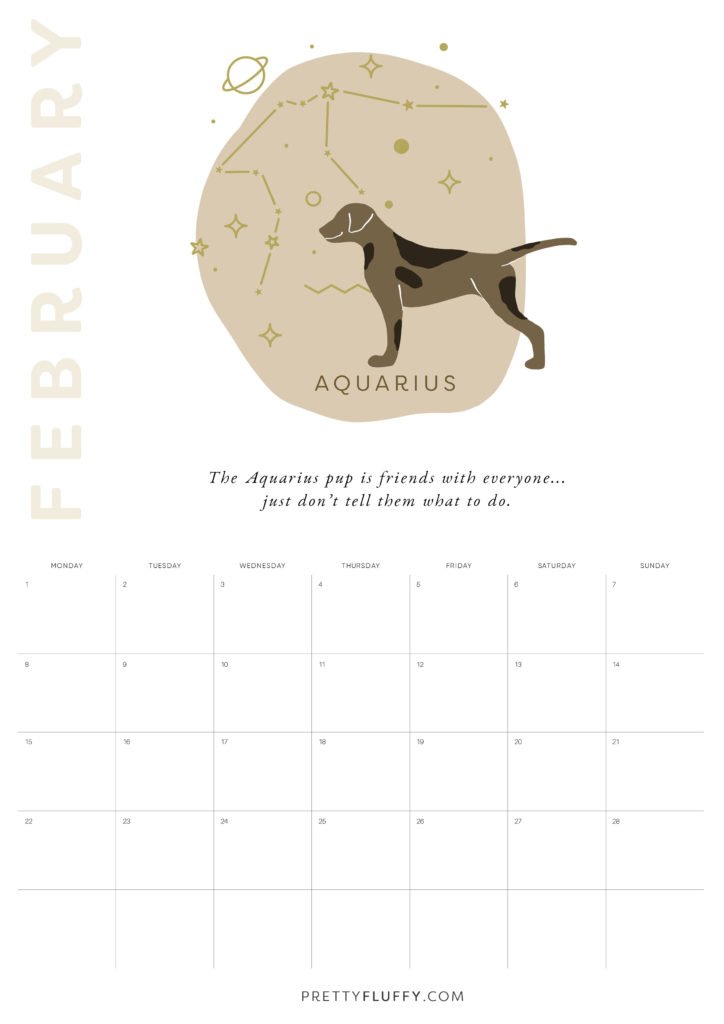 Dog Zodiac Free Printable Calendar for 2021_Aquarius